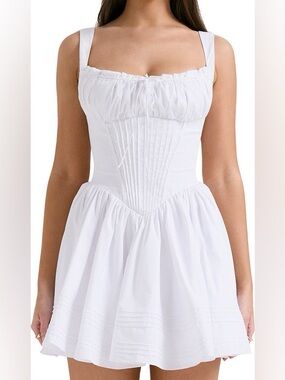 NWT White Bridgerton Cottagecore Garden Party Bridal Corset Mini Dress
